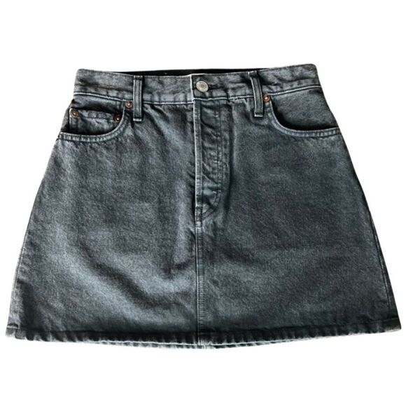 RE/DONE 90’s Mini Skirt in Washed Black. Size 26. NWT! - Picture 1 of 16